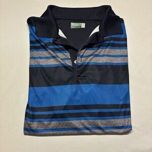 Ben Hogan Performance Golf Polo Shirt Men's Size‎ 2XL Blue Striped Embroidered
